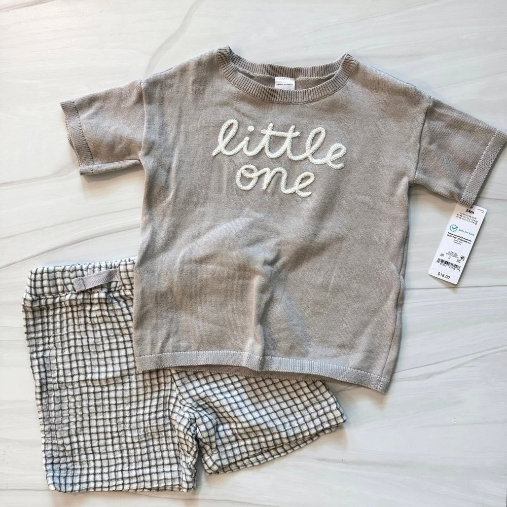 Carter's Baby Boys' 2pc Little One Sweater T-Shirt and Shorts Set - 24M